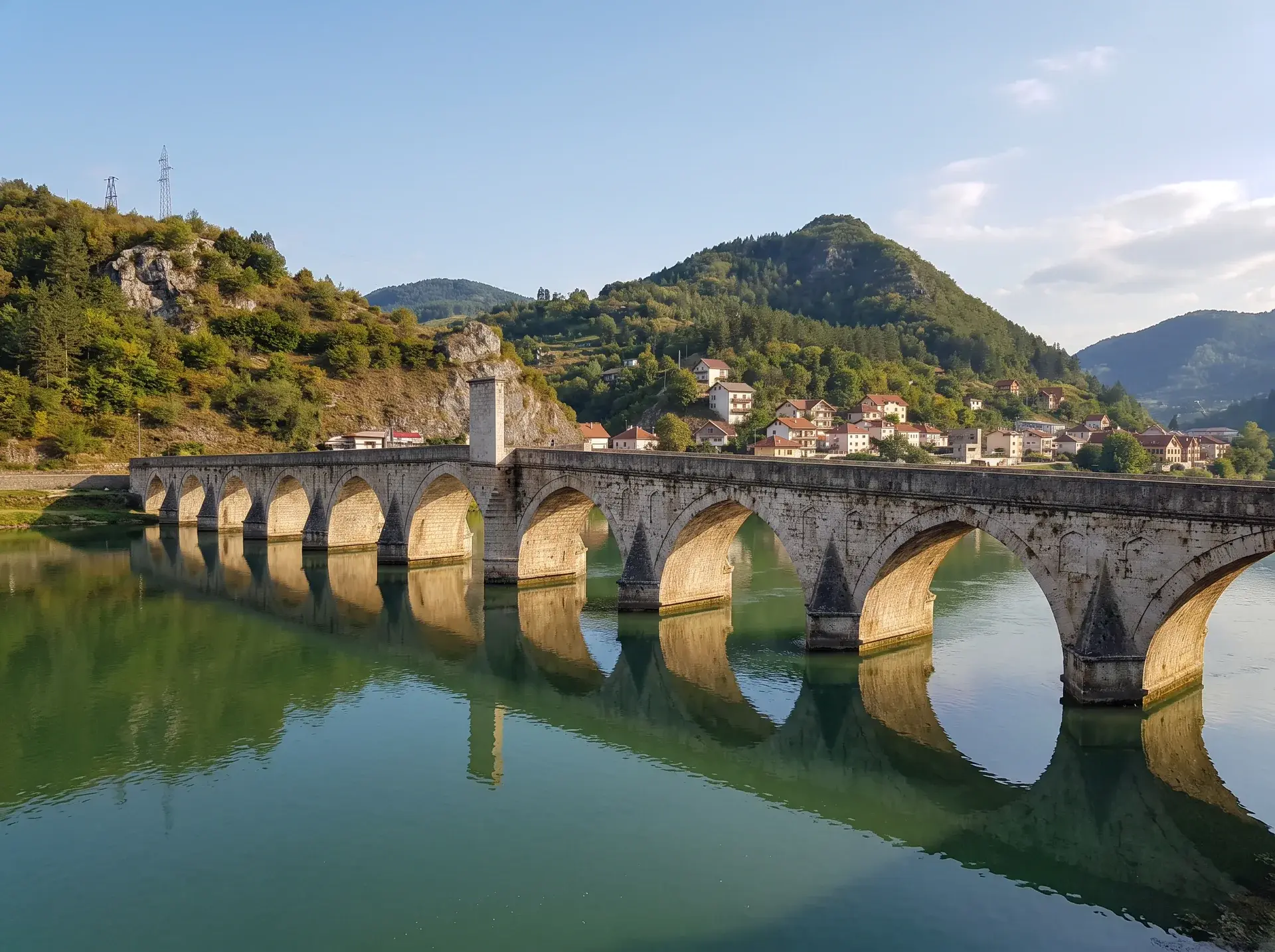 Vişegrad'da Drina Nehri üzerindeki Sokullu Mehmet Paşa Köprüsü