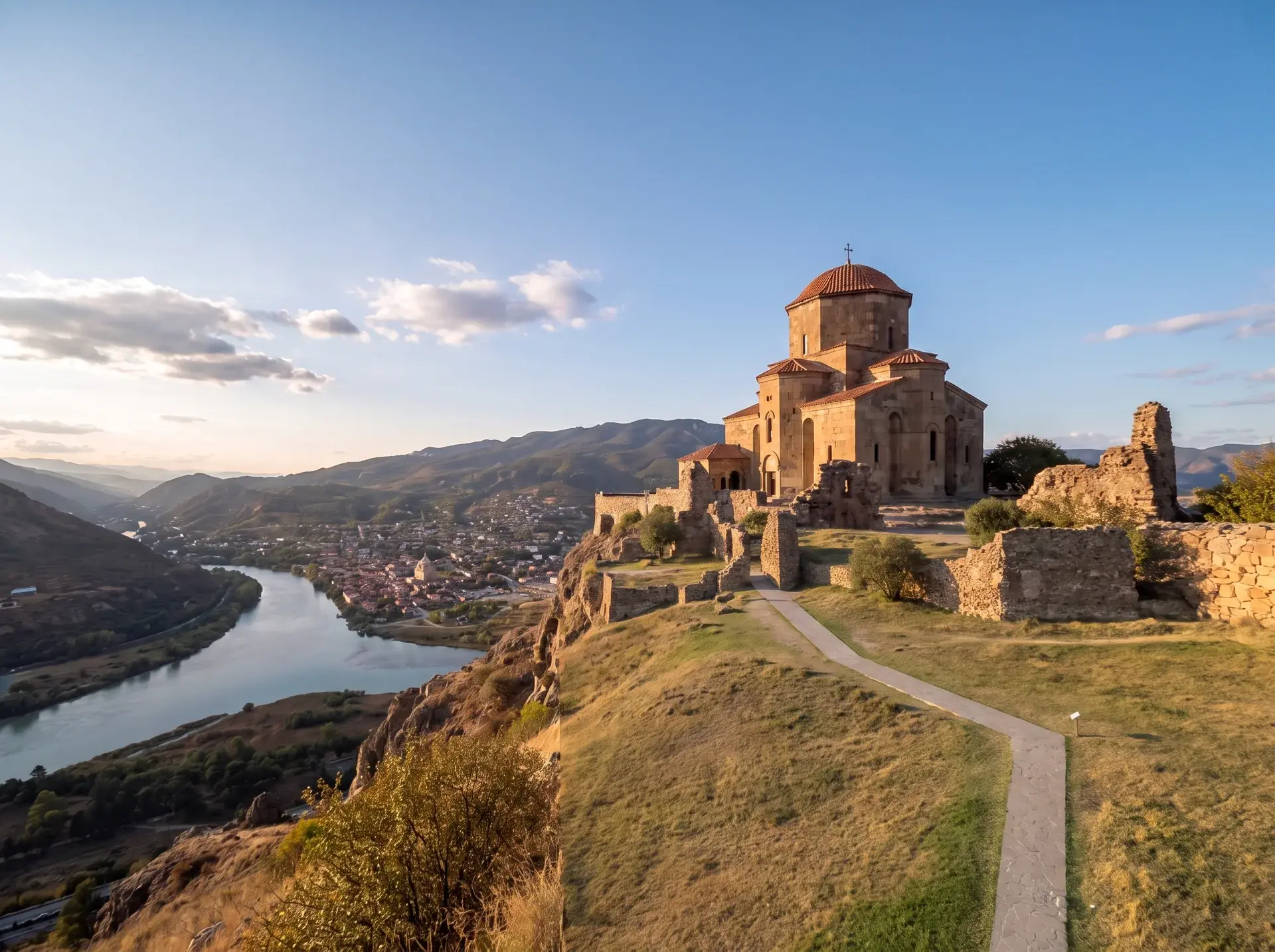 Mtskheta'ya bakan tepede Jvari Manastırı