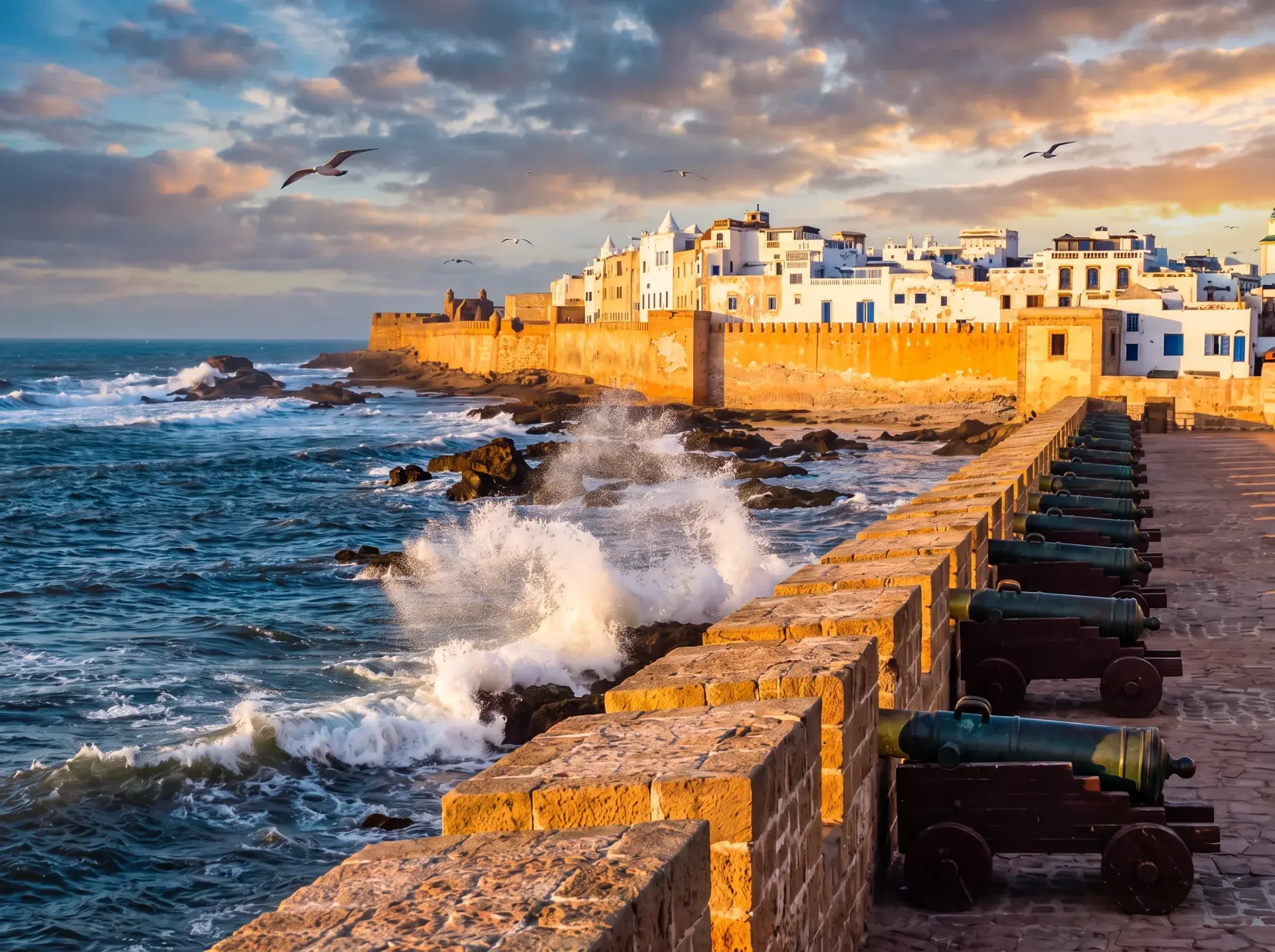 Essaouira limanı ve mavi balıkçı tekneleri